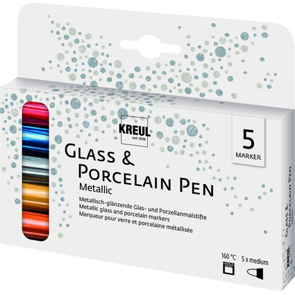 KREUL Glass & Porcelain Pen Metallic, 5er-Set