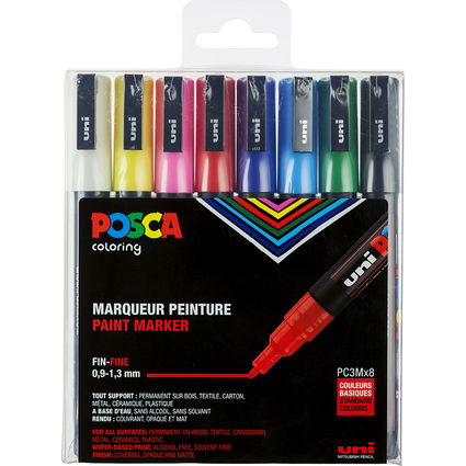 POSCA Pigmentmarker PC-3M, 8er Box, Standard