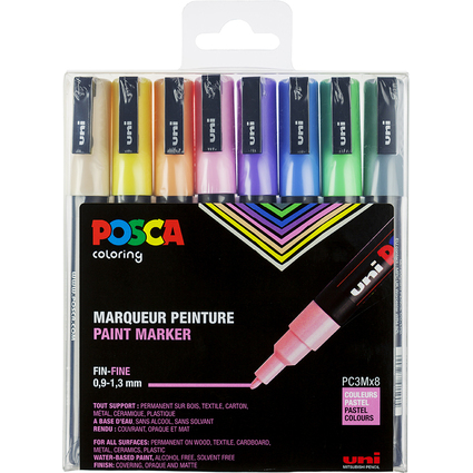 POSCA Pigmentmarker PC-3M, 8er Box, Pastell