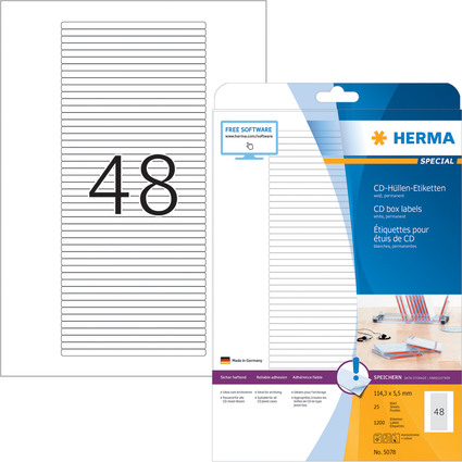 HERMA SPECIAL CD-Cover-Etiketten, 114,3 x 5,5 mm, wei