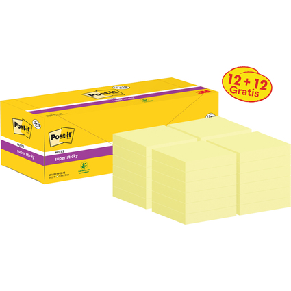 Post-it Haftnotizen Super Sticky Notes, 76 x 76 mm, 12 + 12