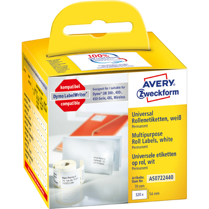 AVERY Zweckform Rollenetiketten, 70 x 54 mm, wei