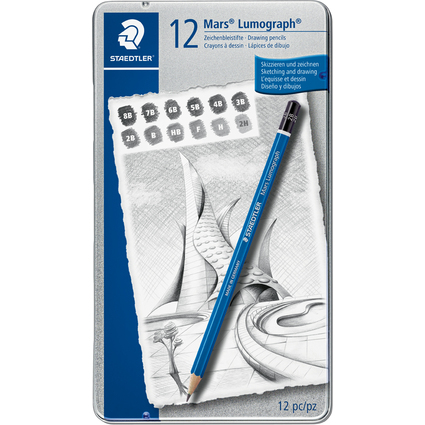 STAEDTLER Bleistift Mars Lumograph, 12er Metalletui