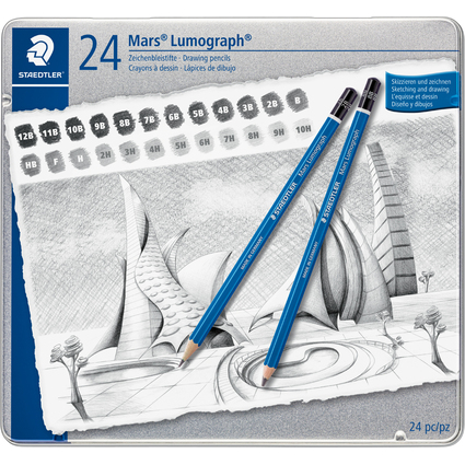 STAEDTLER Bleistift Mars Lumograph, 24er Metalletui