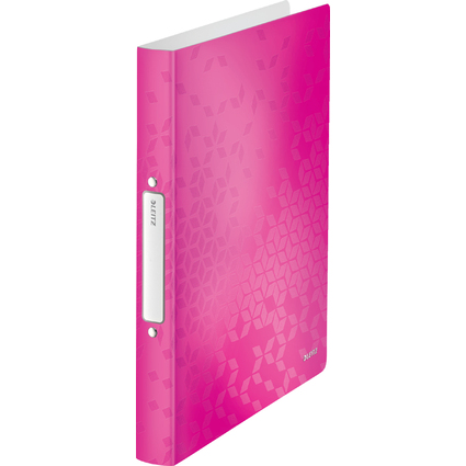 LEITZ Ringbuch WOW, DIN A4, PP, pink, 2 Ringe