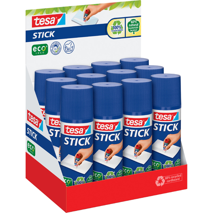 tesa ecoLogo Stick Klebestift, 40 g, Thekendisplay