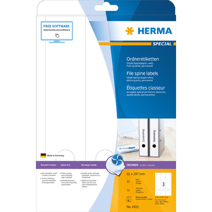 HERMA Ordnerrcken-Etiketten SPECIAL, 297 x 61 mm, wei