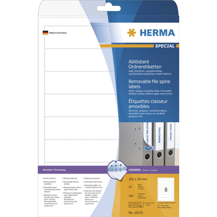 HERMA Ordnerrcken-Etiketten SPECIAL, 38 x 297 mm, wei