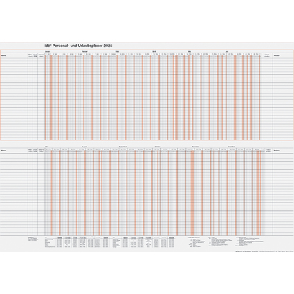 rido id Wandkalender "Personal- und Urlaubsplaner", 2025