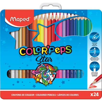 Maped Dreikant-Buntstift COLOR'PEPS, 24er Metalletui