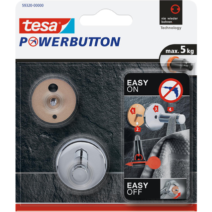 tesa Powerbutton Haken Universal small, chrom