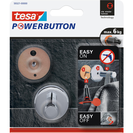 tesa Powerbutton Haken Universal medium, chrom