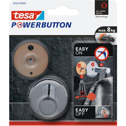 tesa Powerbutton Haken Universal large, chrom