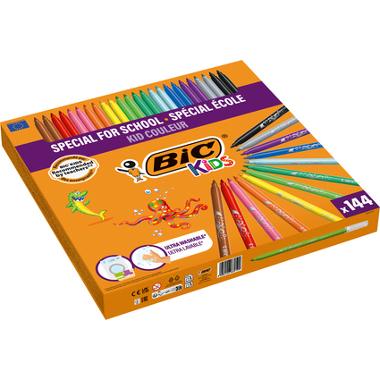 BIC KIDS Fasermaler Kid Couleur medium, 144er Klassenpackung