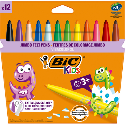 BIC KIDS Fasermaler Visacolor XL ecolutions, 12er Kartonetui