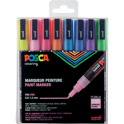 POSCA Pigmentmarker PC-3ML Glitter, 8er Box