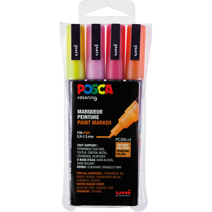 POSCA Pigmentmarker PC-3ML Glitter, 4er Box