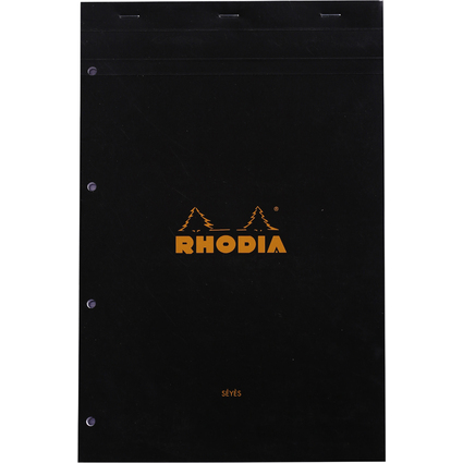 RHODIA Notizblock No. 20, DIN A4+, franz. Lineatur, schwarz