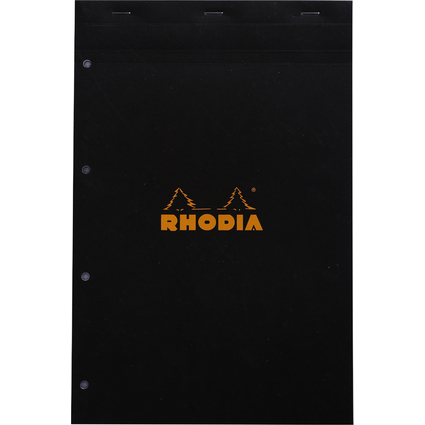 RHODIA Notizblock No. 20, DIN A4+, kariert, schwarz