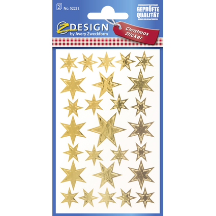 AVERY Zweckform ZDesign Weihnachts-Sticker "Sterne", gold