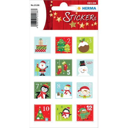 HERMA Weihnachts-Sticker DECOR Adventskalenderzahlen Kinder