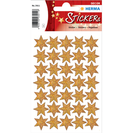 HERMA Weihnachts-Sticker DECOR "Sterne", gold, beglimmert