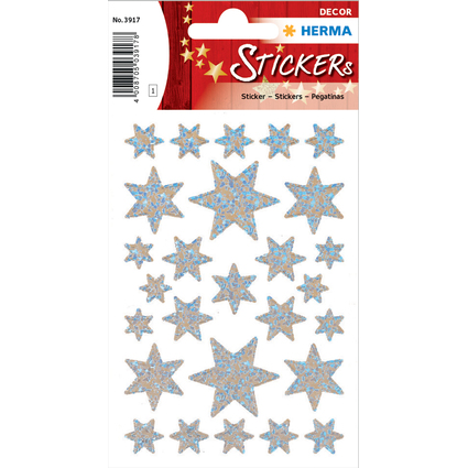 HERMA Weihnachts-Sticker DECOR "Sterne", silber, Holographie