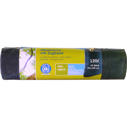 Secolan Abfallsack, mit Zugband, blau/schwarz, 120 Liter