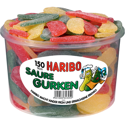 HARIBO Fruchtgummi SAURE GURKEN, 150er Runddose