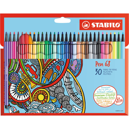 STABILO Fasermaler Pen 68, 30er Karton-Etui