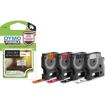 DYMO D1 Schriftbandkassette schwarz/wei, 12 mm x 5,5 m