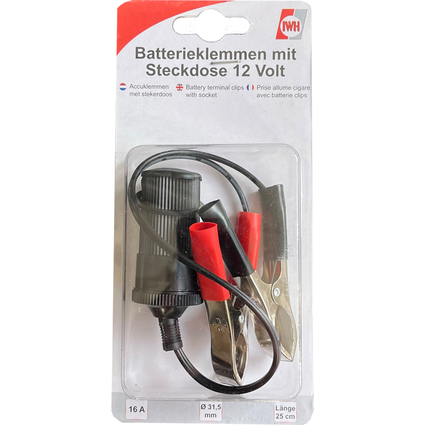 IWH Batterieklemme mit Steckdose, 12 Volt