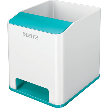 LEITZ Sound Stiftekcher WOW Duo Colour, 2 Fcher, eisblau