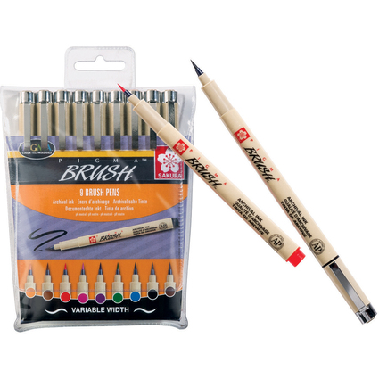 SAKURA Pinselstift PIGMA BRUSH, 9er Etui, farbig sortiert