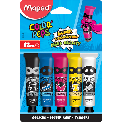 Maped Gouachefarbe COLOR'PEPS, in Tube, 5er Blisterkarte