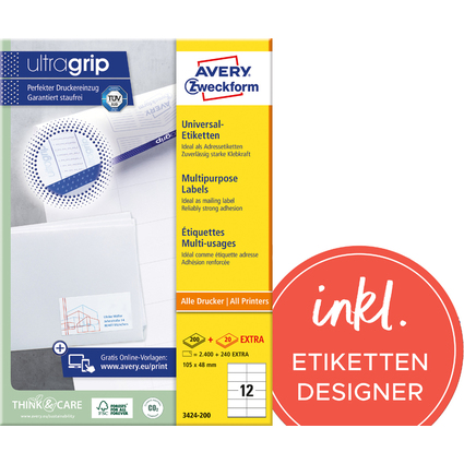 AVERY Zweckform Universal-Etiketten, 105 x 48 mm, wei