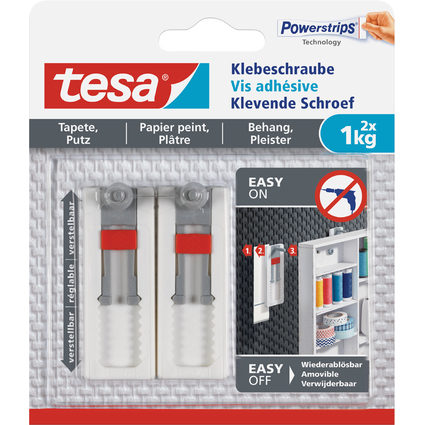 tesa Powerstrips Klebeschraube fr Tapete/Putz, wei