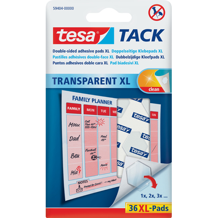 tesa TACK Klebepads XL, transparent, beidseitig klebend