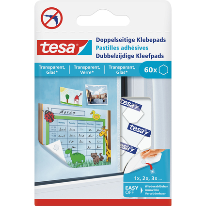 tesa Klebepads, transparent, beidseitig klebend, sechseckig