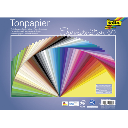 folia Tonpapier, (B)250 x (H)350 mm, 130 g/qm, sortiert