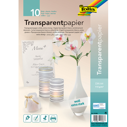 folia Transparentpapier, DIN A4, 115 g/qm, wei