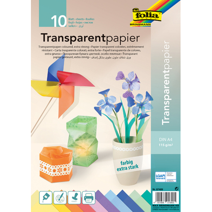 folia Transparentpapier, DIN A4, 115 g/qm, farbig sortiert