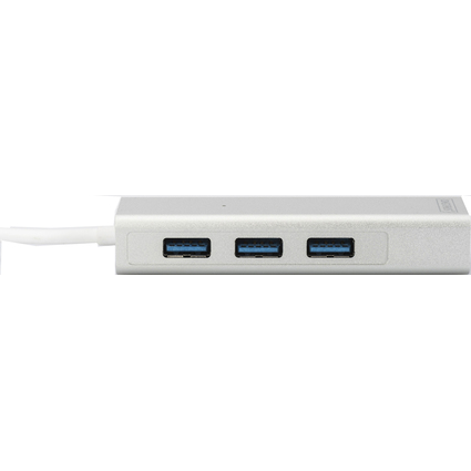 DIGITUS USB 3.0 Hub & Gigabit LAN Adapter, 3-Port