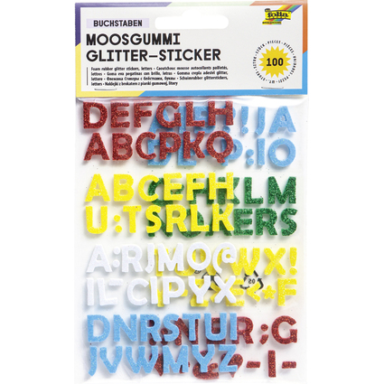 folia Moosgummi Glitter-Sticker, Buchstaben