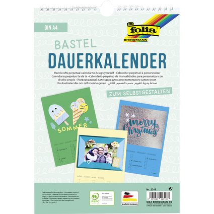 folia Kreativ-Wandkalender, DIN A4, farbig