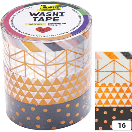 folia Deko-Klebeband Washi-Tape HOTFOIL KUPFER, 4er Set