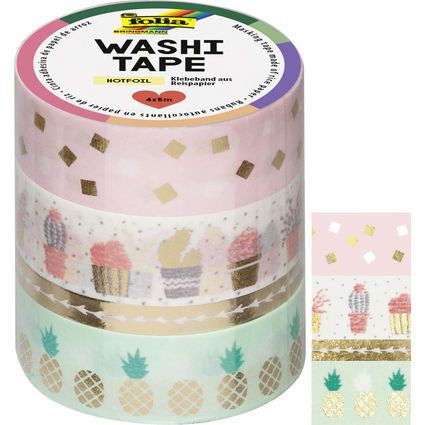 folia Deko-Klebeband Washi-Tape HOTFOIL GOLD, 4er Set