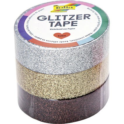 folia Deko-Klebeband "Glitzer Tape", silber/gold/braun