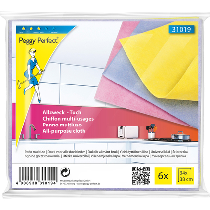 Peggy Perfect Vlies-Allzwecktuch, 6er Pack