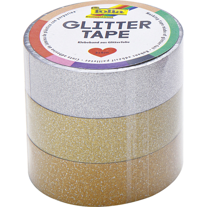 folia Deko-Klebeband "Glitter Tape", silber/hellgold/gold